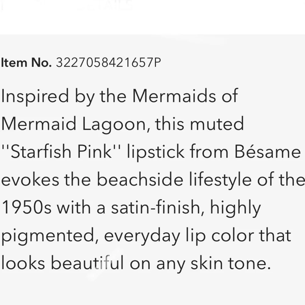Besame Mermaid Lagoon Starfish Pink Lipstick